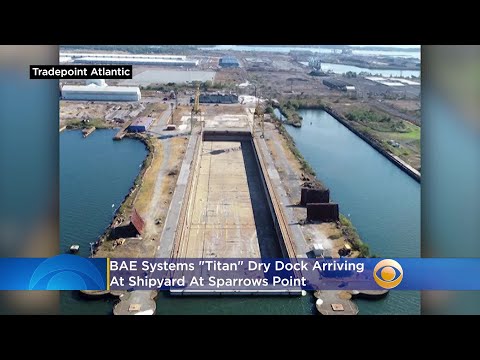 BAE Systems "Titan" Dry Dock Arriving At Shipyard At Sparrows Point