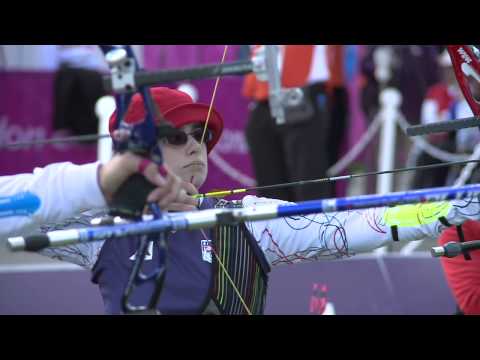 Archery - Sidkova (CZE) v Xiao (CHN) and Li (CHN) v Volynets (UKR) - Women's Ind. Rec. W1/W2