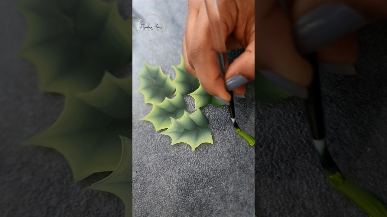 💫🎄🍃 AMAZING LEaf painting Holly leaves and berries painting for Christmas 🎄 #shorts