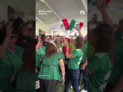 Mexico's president celebrates World Cup goals with fans