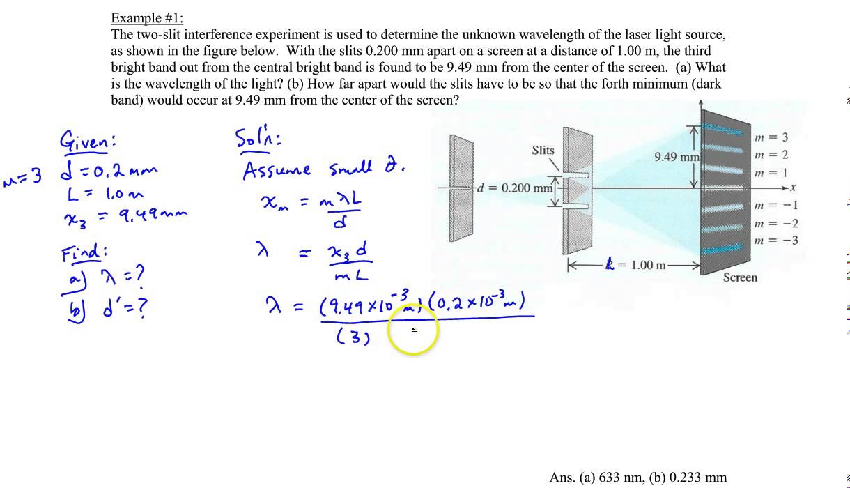Chapter 27, Example #1 (Two slit interference)