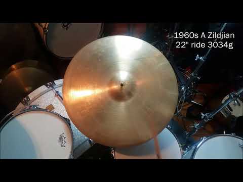 vintage 1960s A Zildjian 22" classic rock ride cymbal 3034g