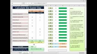 Excel 2013 Video 15 Calculate the EASTER DAY with Excel ORIGINAL METHOD