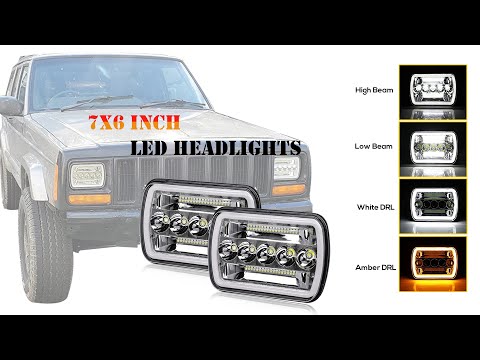 Newest 7x6 inch White/Amber Angle Eyes Sealed Headlights