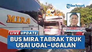 Ugal-ugalan, Bus Mira Vs Sugeng Rahayu Balapan Berakhir Adu Banteng dengan Truk Muatan Kayu di Ngawi