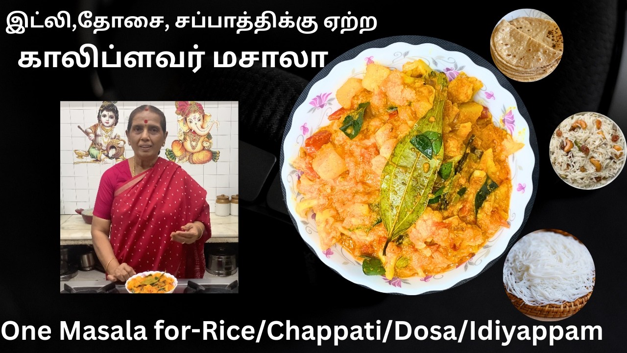 இட்லி,தோசை, சப்பாத்திக்கு ஏற்ற காலிப்ளவர் மசாலா/ Cauliflow