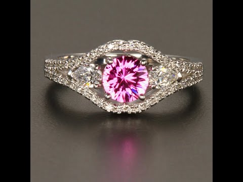 14K White Gold Pink Sapphire and Diamond Ring 1.11 Carats