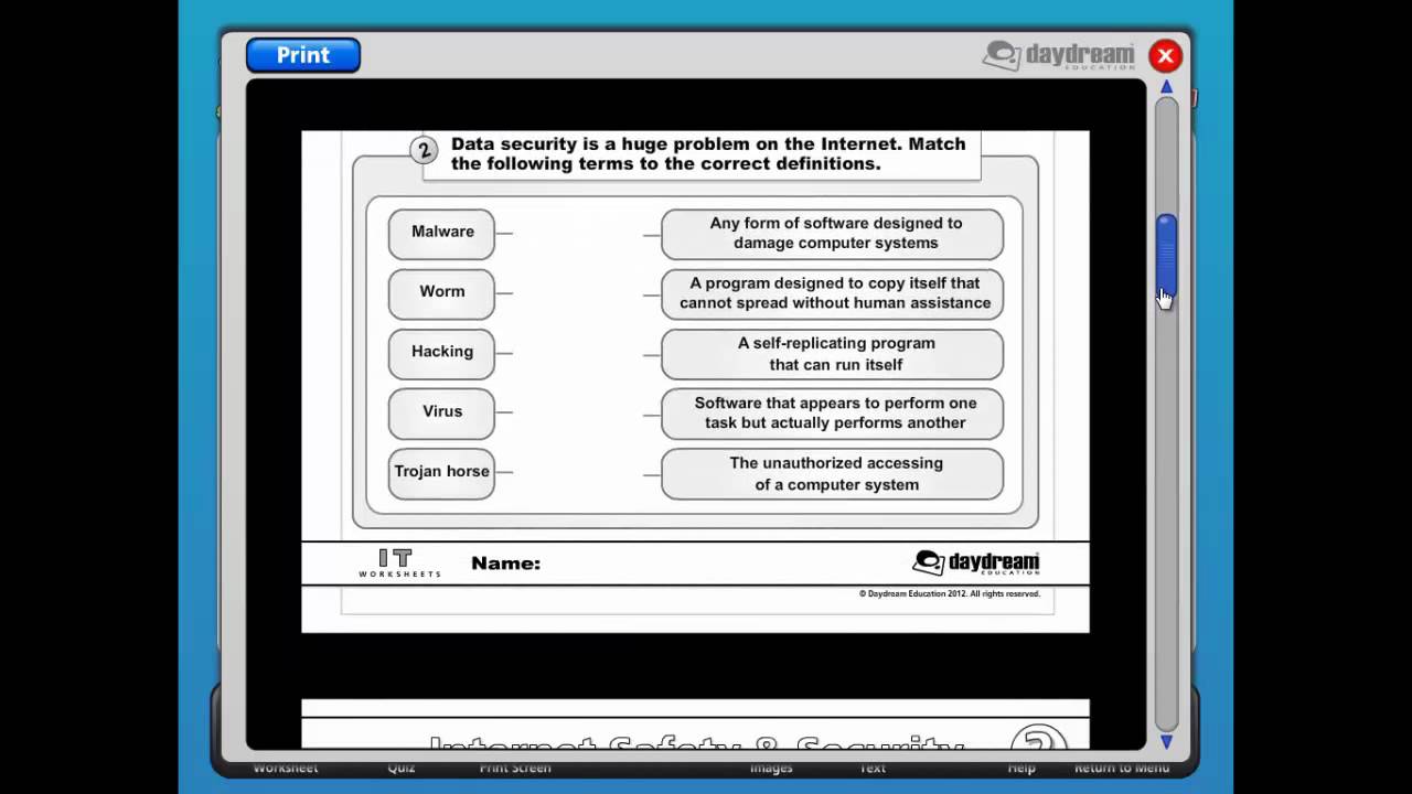 Computers & Technology Worksheet
