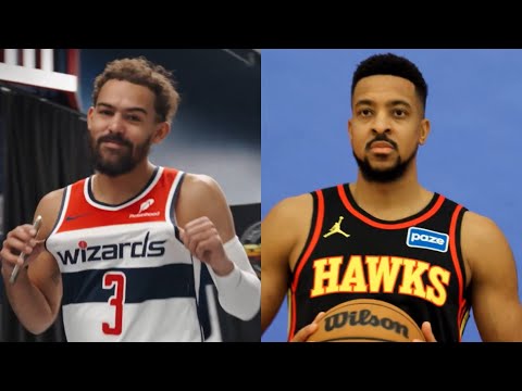 FIRST LOOK at Trae Young in Wizards jersey and CJ McCollum with Hawks 👀