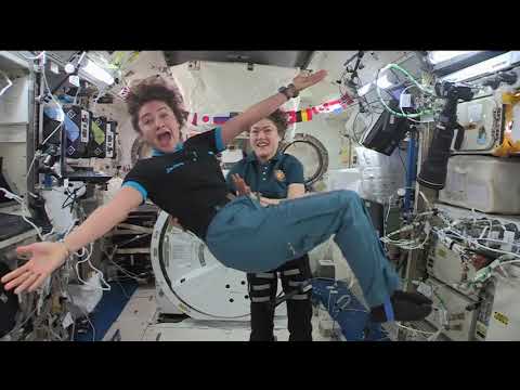Christina Koch and Jessica Meir in flight interviews from ISS