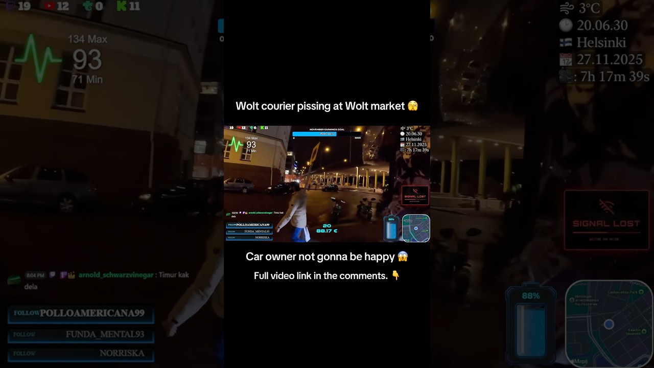 Wolt courier pissing on a car at Wolt market. #deliveryfail