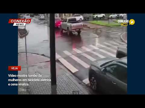 Vídeo: Vídeo mostra tombo de mulheres em bicicleta elétrica e cena viraliza.