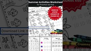 Summer Fun Activities Worksheets for Preschool Kids