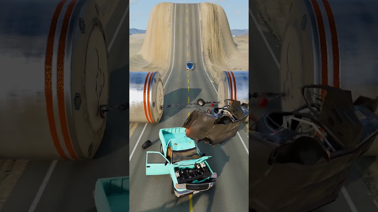 Cars & Bus vs Chained Hydraulic Crush #5 - BeamNG.Drive