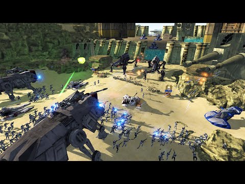 Asajj Ventress' Mountain SUPER FORTRESS Defense! - Men of War: Star Wars Mod Battle Simulator