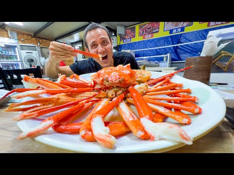 Caranguejo Vermelho da Neve!! 🦀 RAMEN DE CARANGUEJO GIGANTE + comida de rua na capital coreana de frutos do mar!