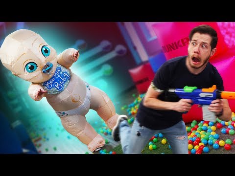 Don't Wake the GIANT Baby Challenge! Video
