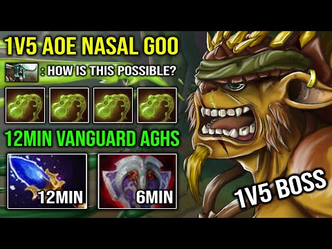 HOW IS THIS POSSIBLE? 12Min Vanguard + Scepter 1v5 Nasal Goo Bristleback EZ Offlane Dota 2