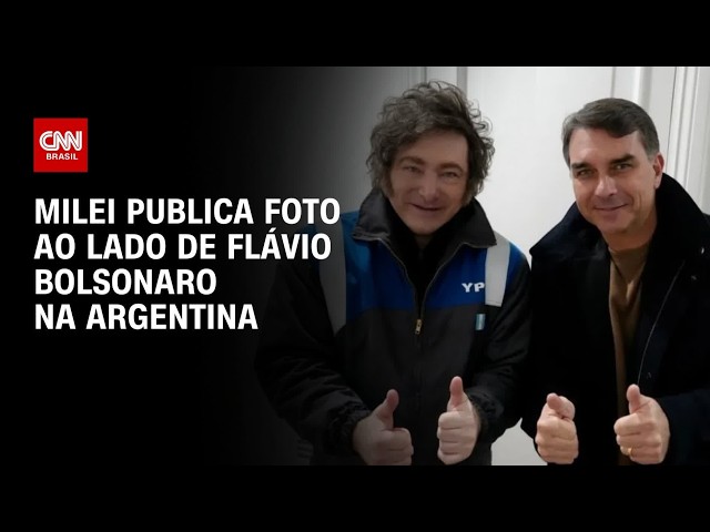 Javier Milei posta foto com Flávio Bolsonaro depois de encontro na Argentina; veja | CNN PRIME TIME
