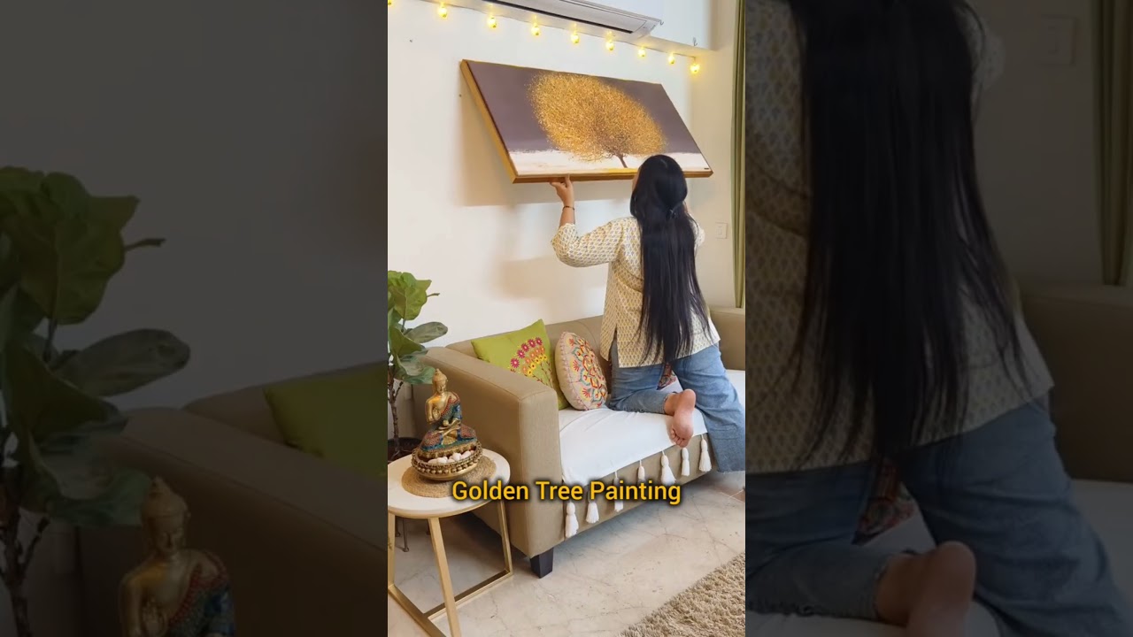 Golden Tree With Elements Of Gold Textures Wall Painting