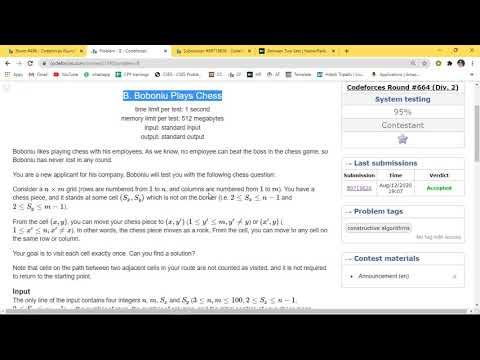 (Prob-B) Boboniu Plays Chess | Codeforces Round 664