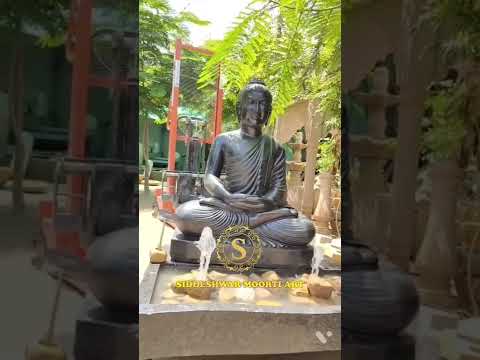 Black Marble Sitting Buddha Statue