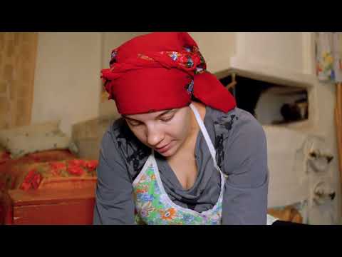 How a Woman Lives in a remote village in Ukraine! Cooking meat!