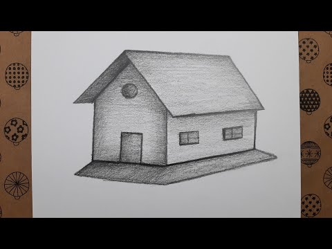 Karakalem Kolay Ev Resmi Nasıl Çizilir, Çizim Hobimiz Çizimleri - Easy House Picture Drawing