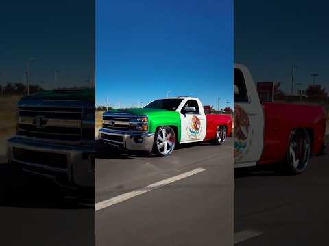 Chevy Silverado Tumbada Con Bandera De Mexico 🇲🇽 #camioneta #trokastumbadas #droppedtrucks #chevy