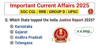 Download the video "Important Current Affairs 2025 | Last 9 Months Current Affairs 2025 | SSC CGL Current Affairs 2025"