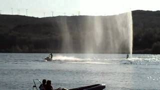 preview picture of video 'waterskiing after snowmobile'