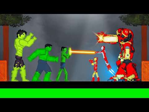 Hulk Team vs Ironman Team on Acid Sea in People Playground