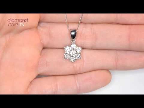 FR27 322Y - 18K White Gold 1.00ct Diamond Cluster Pendant