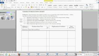 characterization chart tutorial