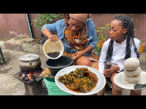 African Village Cooking:EDITAN Soup | Authentic CALABAR Recipe for my family