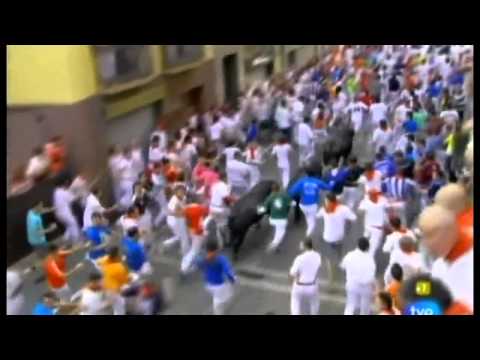 July 12 2011 encierro with Victoriano del Río bulls in Pamplona