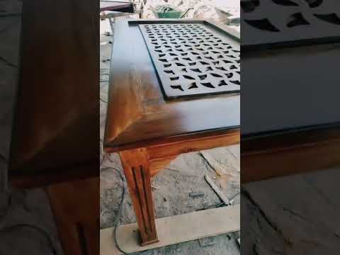 Brown teak wood dining table set and chair, for home