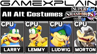 Super Smash Bros Wii U - All Alternate Costumes & Skins