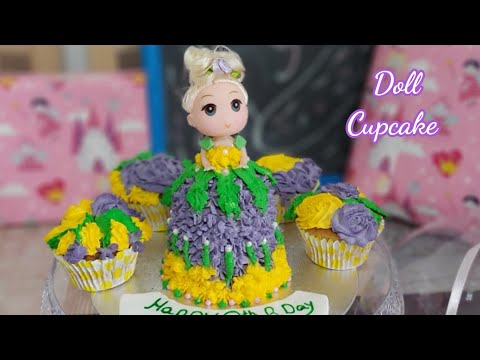 Princess dress Doll Cupcake|Mini Doll Cupcake|How to make Doll cake with cupcakes|Birthday cake|