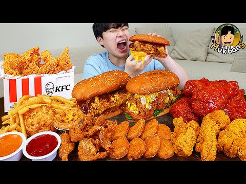 ASMR MUKBANG | KFC Crispy Fried Chicken, Cheese burger, cheese stick recipe ! eating
