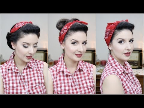 Easy PinUp Hairstyles with Bandana for Long to Medium Hair Length | Nena Moreno