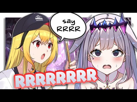 カエラのロールRのようなサウンドを出そうと奮闘するビジュー (Bijou struggling try to sound like Kaela's Rolled R)