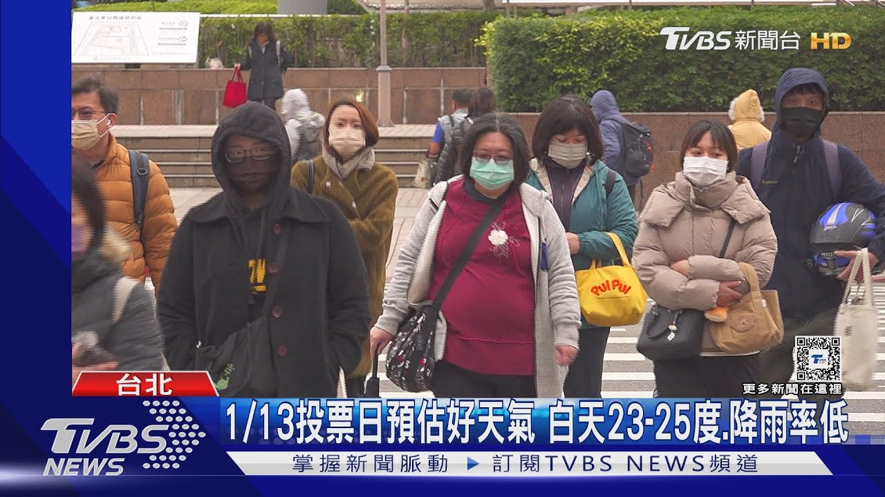 1/13投票日預估好天氣 白天23-25度、降雨率低