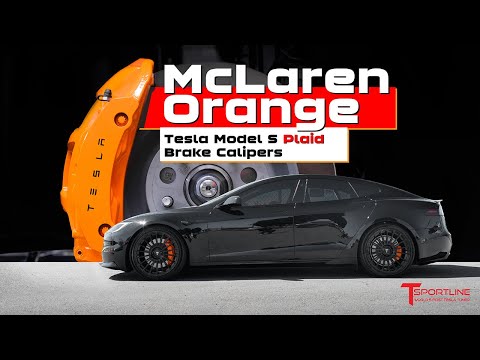 Custom Tesla Model S Plaid Bespoke McLaren Orange Painted Brake Calipers