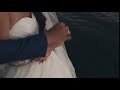 Close Up View Of Man Standing Behind Woman And Hugging Her Bride And Groom Couple
