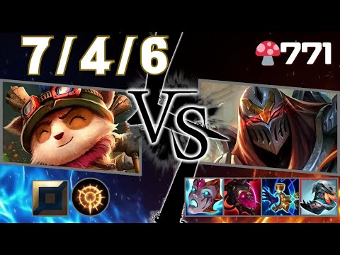 🍄771【Challenger/BR】TOP Teemo vs Zed【SN:Arthur Lanches#13777】【Patch25.17】#leagueoflegends