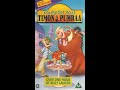 Opening To Dining Out With Timon And Pumbaa UK VHS 1997