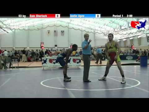 Sam Sherlock vs. Justin Agee at 2013 ASICS University Nationals - FS