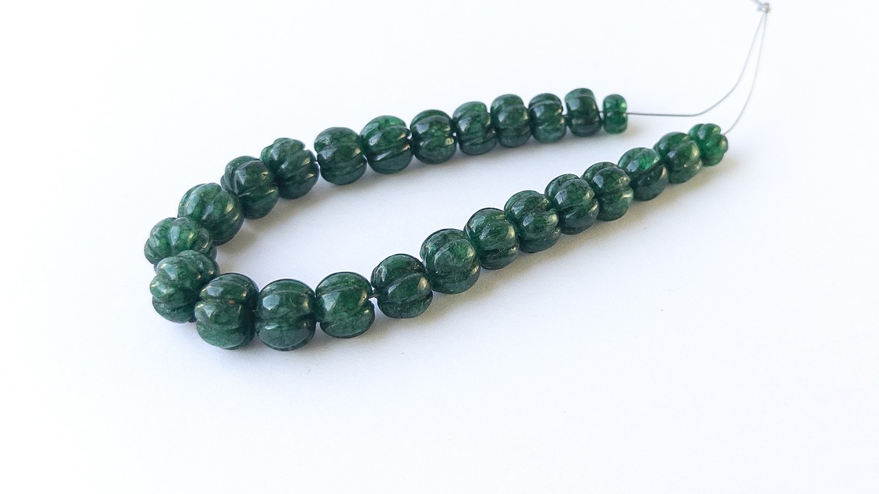 Emerald | Pumpkin Cut | 6.8-10mm Bead Size | 25 Pieces | 95 Carats video