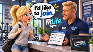 🏋️ Signing Up at an American Gym | Slow and Easy English Story for Beginners